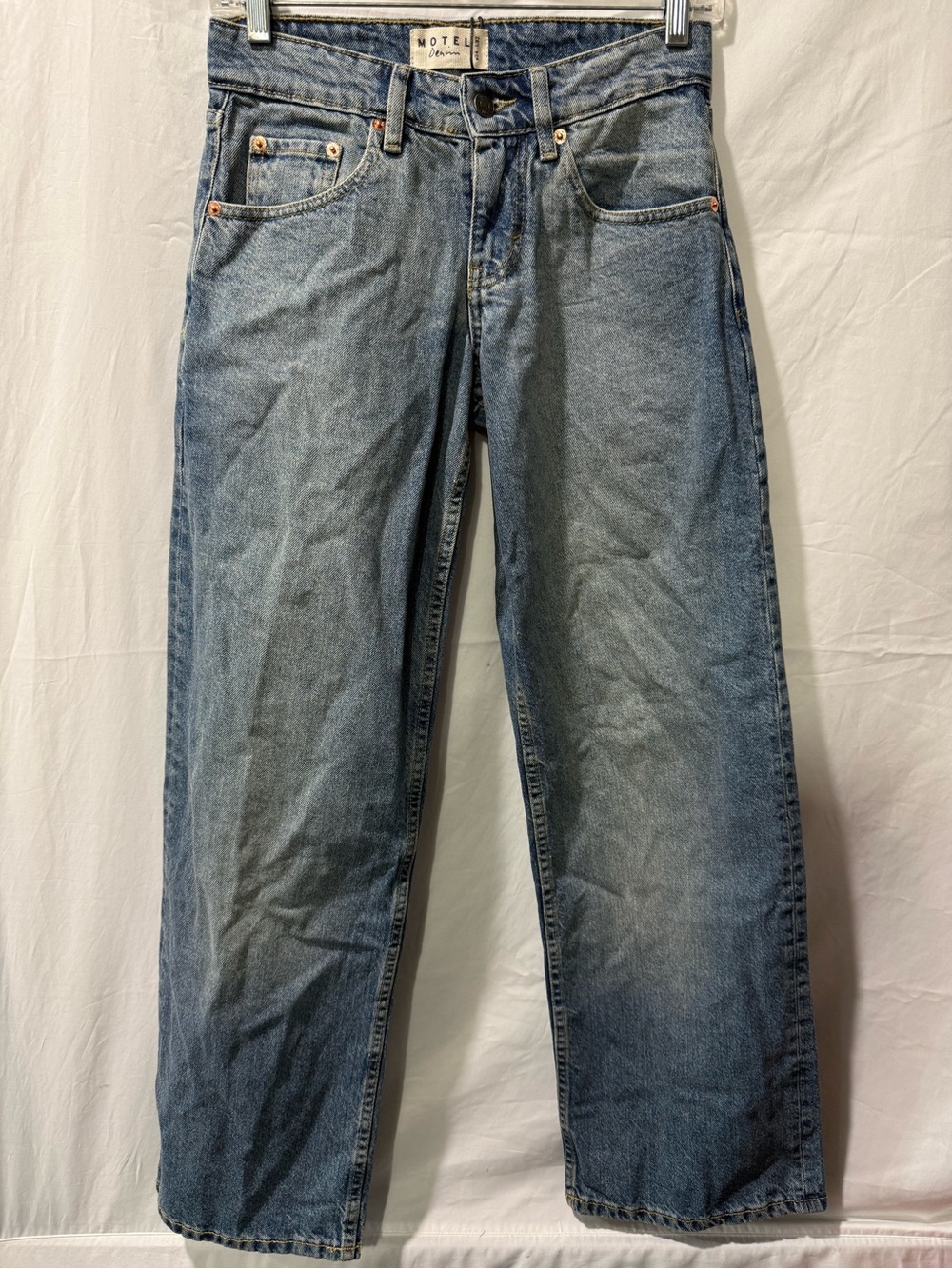 Motel Rocks Men's Faded Light Blue Straight Jeans